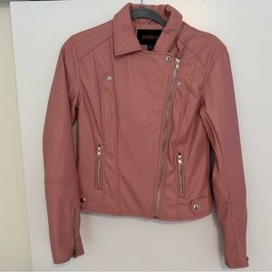 Women's Pink Faux Leather Jacket